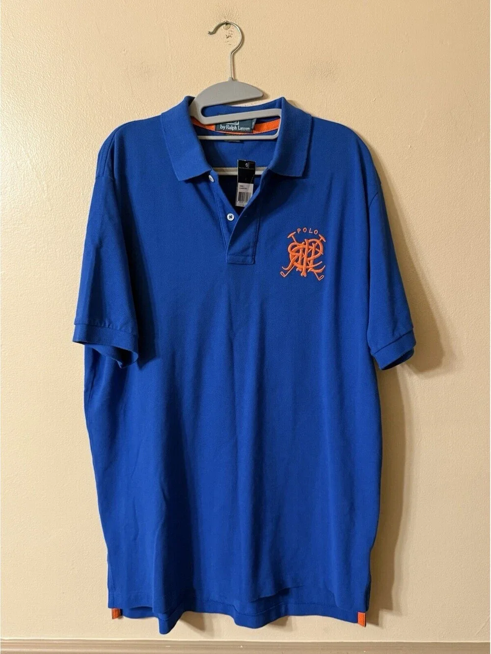 Polo Ralph Lauren Cross Mallet Logo Embroidered Polo Shirt Size L Blue